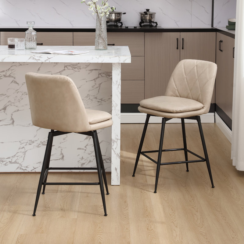 Tabouret pivotant Sheresa, Tabouret de comptoir (siège d'une hauteur de 25,, Crème