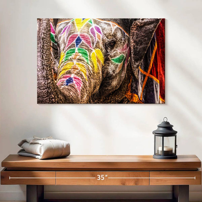Brampt Colorful Indian Elephant, 16" H x 24" W