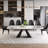 Modern Dining Table Set For 8-10 With 78.7''-110'' Expandable Faux Marble Top 10 PU Leather Dining Chairs-1238134904-1238134903
