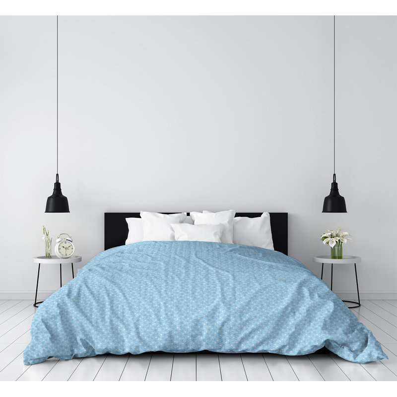 Housse de couette Katelyn Elizabeth, Housse de couette pour très grand lit, Bleu ciel / blanc, Microfibre