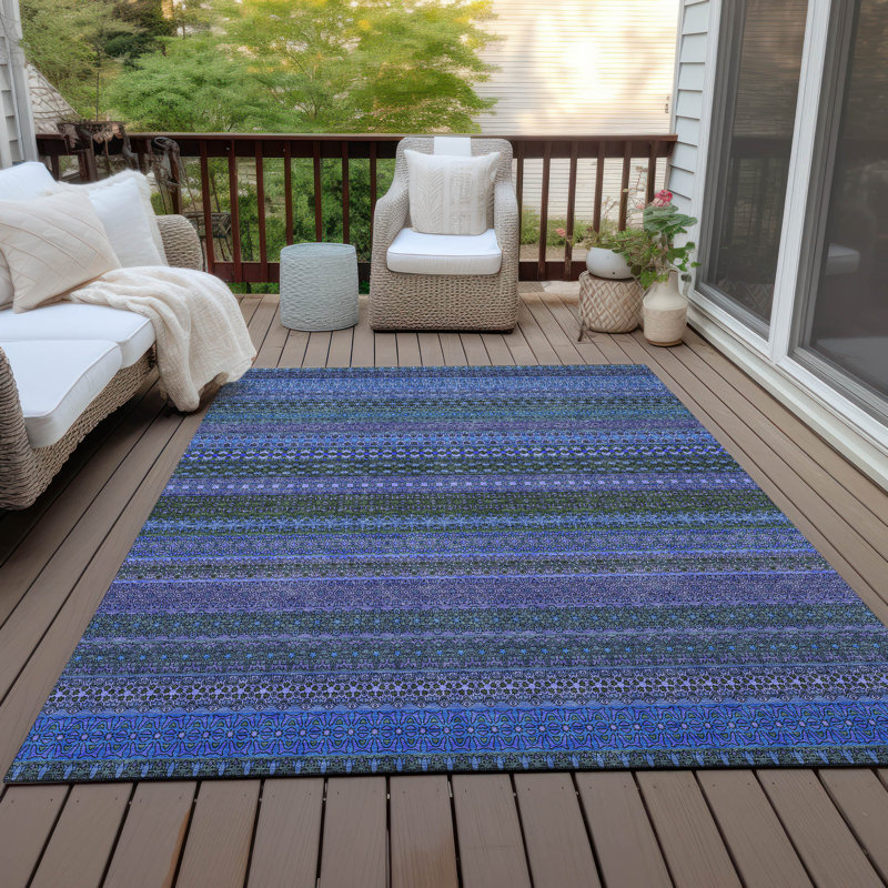 Kinslee Washable Striped Indoor / Outdoor Rug, Rectangle 3' x 5'