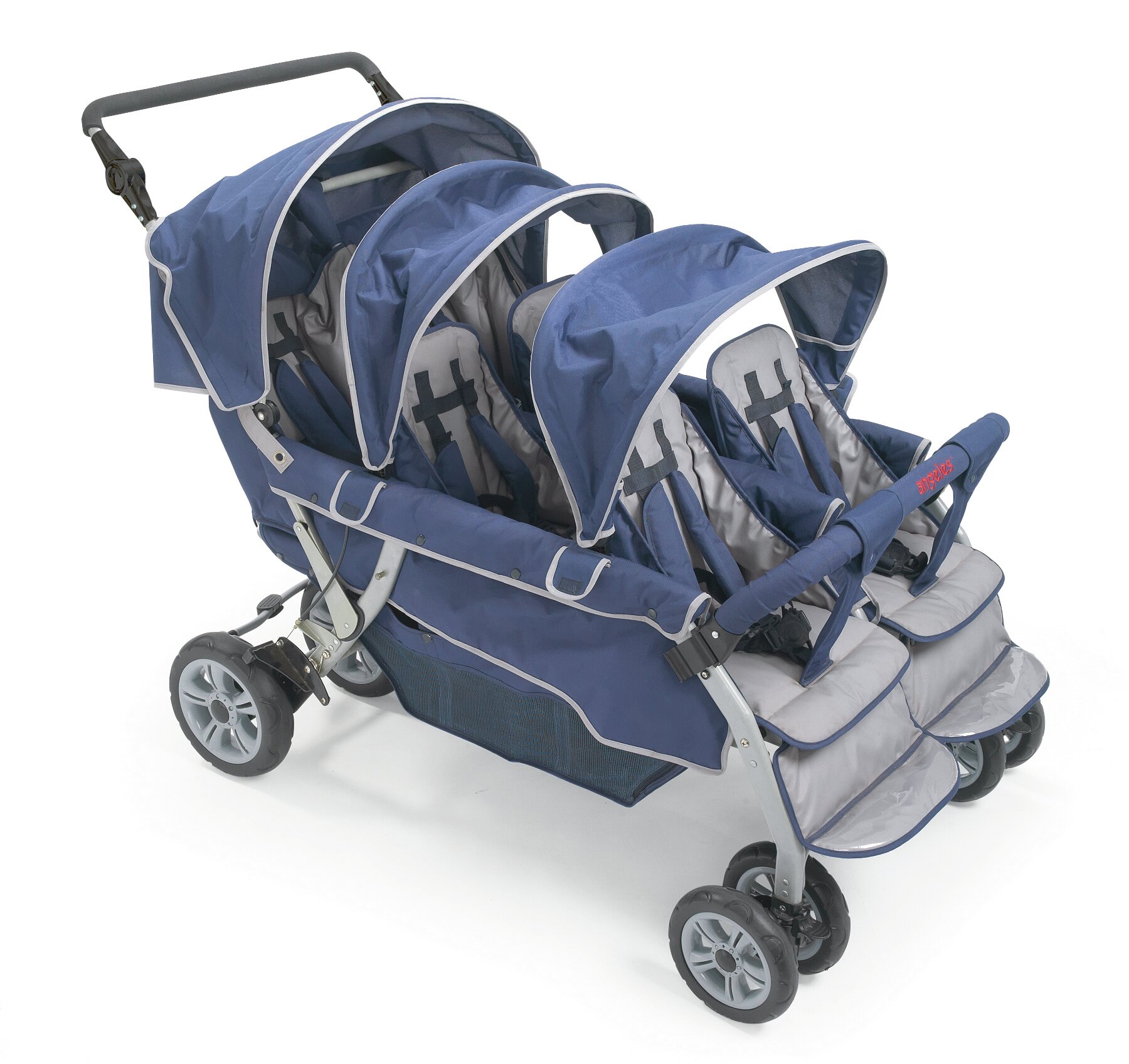Angeles Foldable 6 Wheel Multi Child Stroller With Storage 