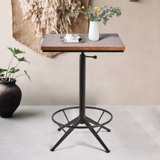 Zalo Pine Solid Wood Top Metal Base Dining Table