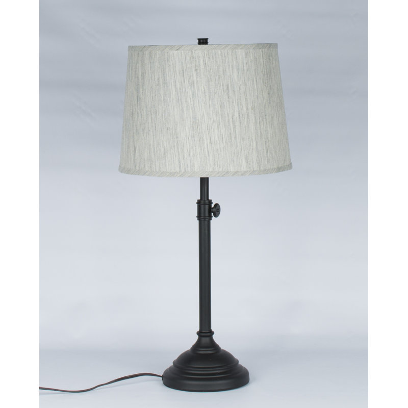 Caitlynne Metal Table Lamp, Gray Linen, Black