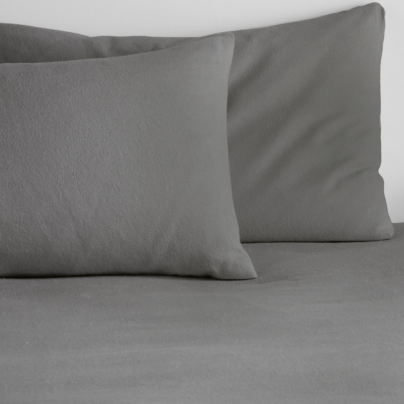 Brushed Bedding 100% Cotton Housewife Pillow Case, Charcoal