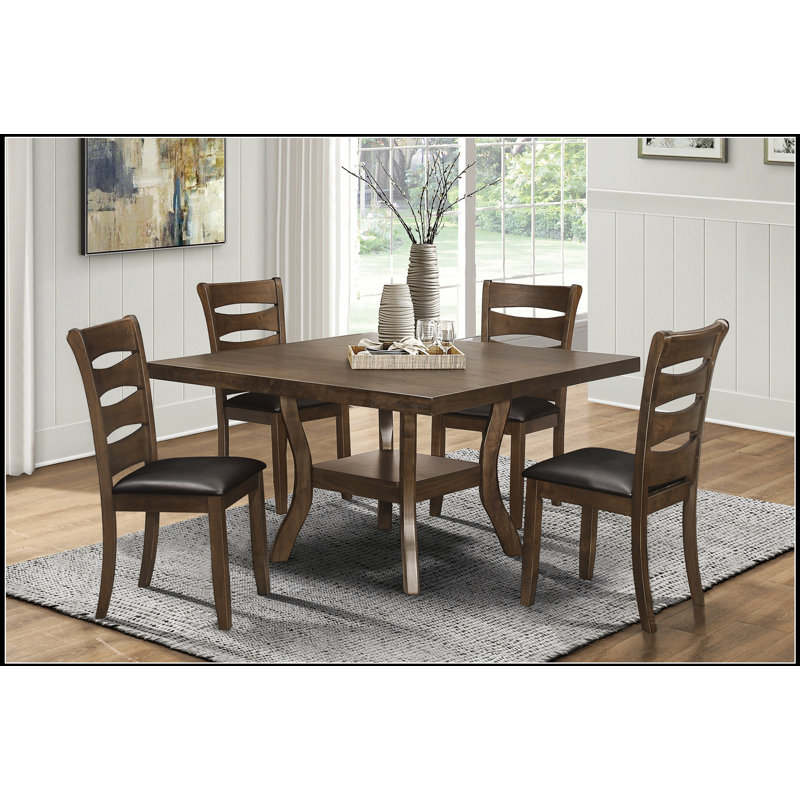 Ensemble de salle à manger 5 pièces transitionnel avec rallonge et 4 chaises d'appoint, meubles en bois brun durable pour les maisons modernes et traditionnelles