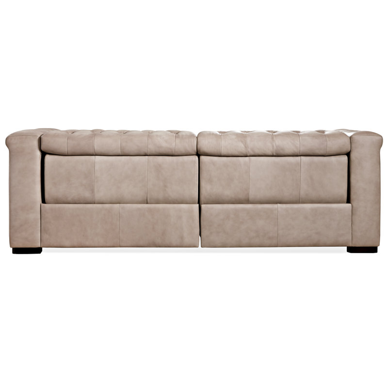 Savion 89" Wide Genuine Leather Reversible Reclining Sofa