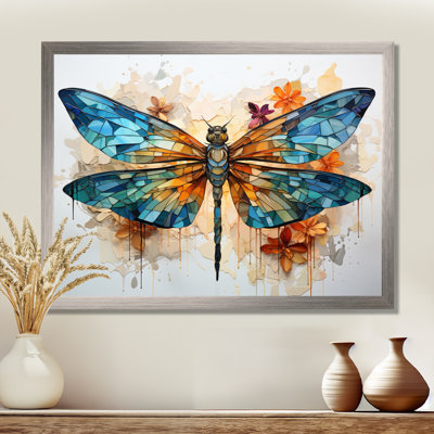 «Teal Dragonfly Ethereal Flight Geometric I - Libellule», art mural