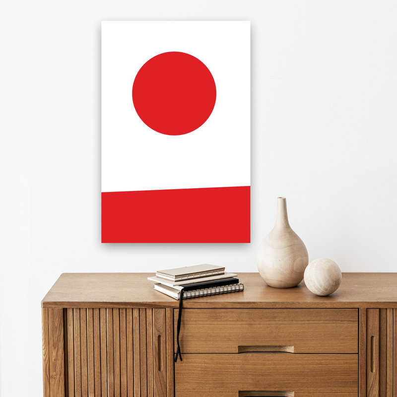 Cercle rouge, art zen abstrait géométrique, H 18 po x l 12 po
