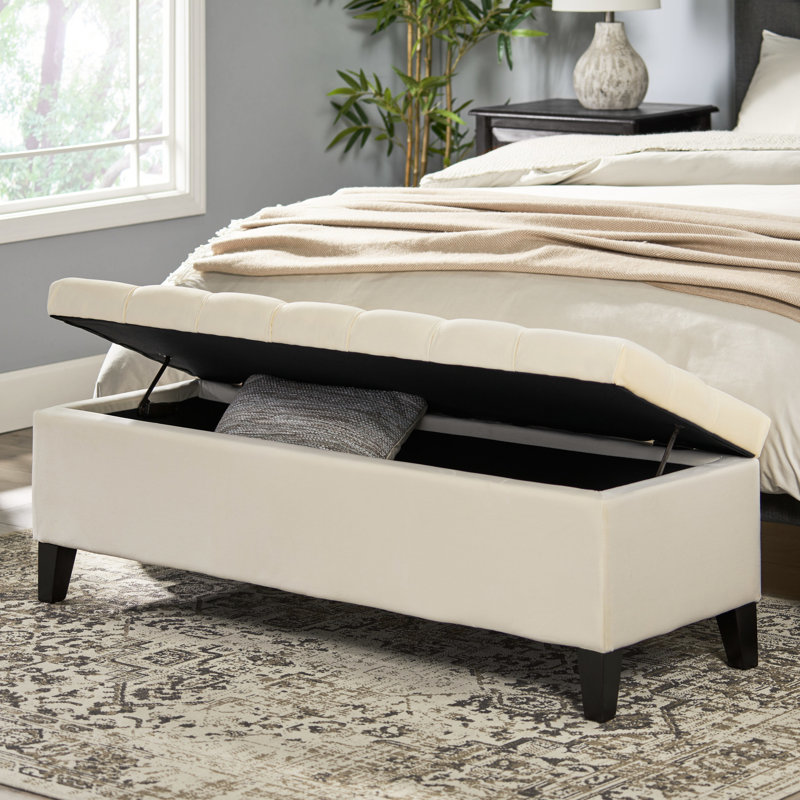 Bouton, couture de diamant, beige, rangement, design contemporain, fermeture à couvercle souple, pieds amovibles, rangement, sièges dans le vestibule, assemblage inclus, surpiqûres, coussins et couvertures nécessaires