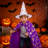 2pcs Kids Halloween Witch Cloak+hat Set, Five-pointed Star Cloak Party Halloween Costume-1725044457