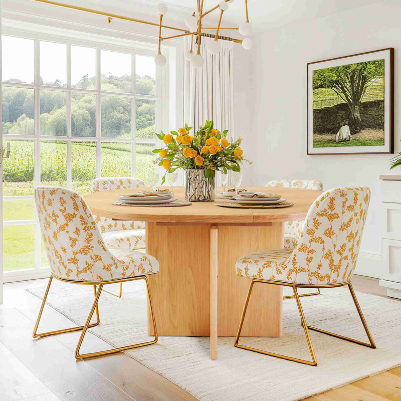Extendable Wood Dining Table, Modern Table with Rubber Wood Legs for Small Space, Light Oak
