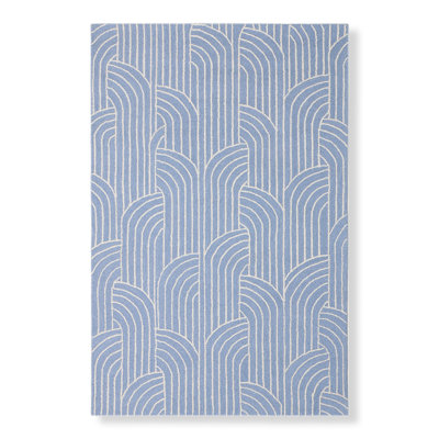 Geometric Area Rug in Denim Blue