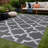 Aldo Reversible Plastic Gray White Outdoor Rug-1124367486