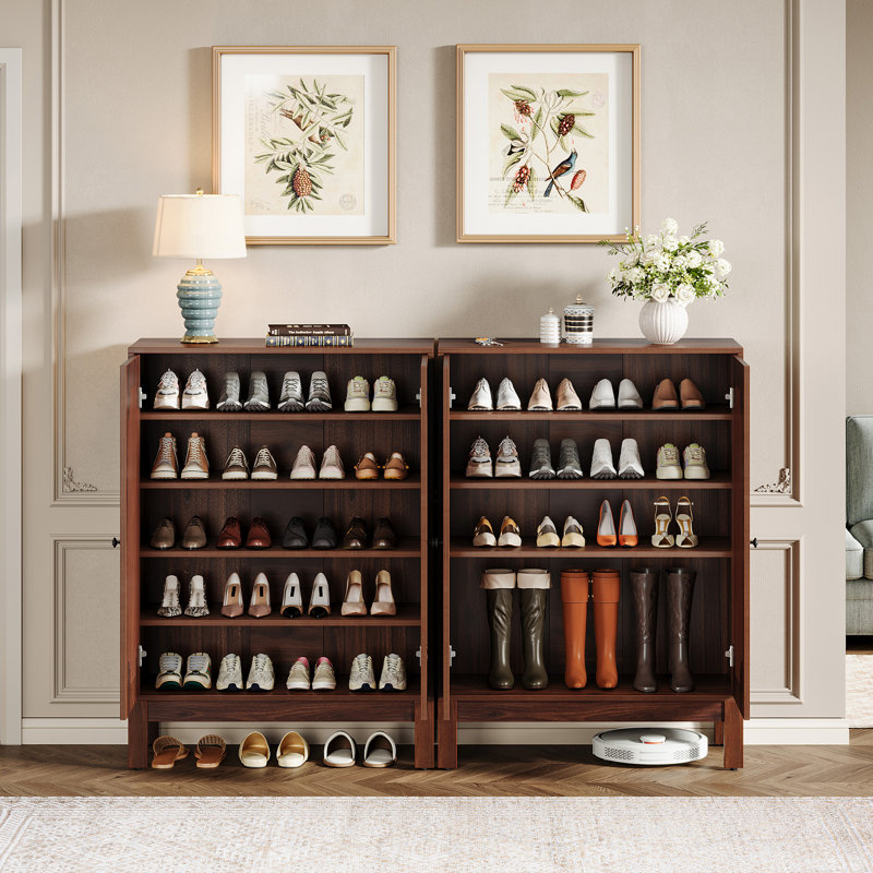 Armoire de rangement pour chaussures avec tablettes réglables, ensemble de 2