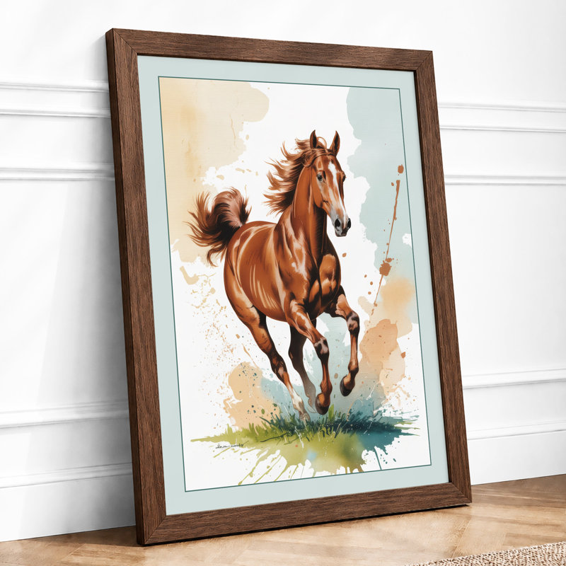 Galloping Horse Boho - Print, A3 - 42.0 x 29.7 cm, Walnut