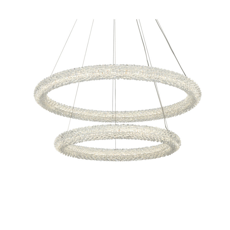 Lustre gradué à 2 lumières DEL Bridgeton, H 12 po x l 32 po x P 32 po, Chrome