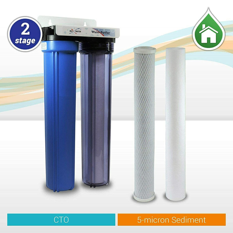 Système de filtration d'eau à 2 étages Max Water (20 x 2,5 pouces) - Sédiments + CTO