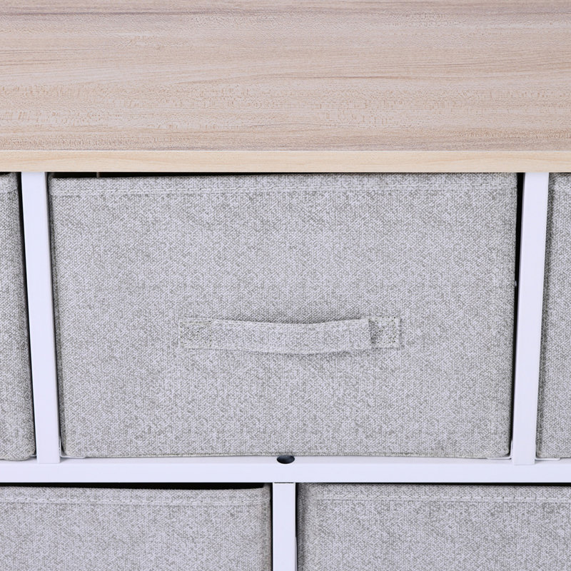 40" L 5 Drawer Horizontal Storage Cube Dresser Unit Bedroom Organizer Livingroom Shelf Tower With Fabric Bins
