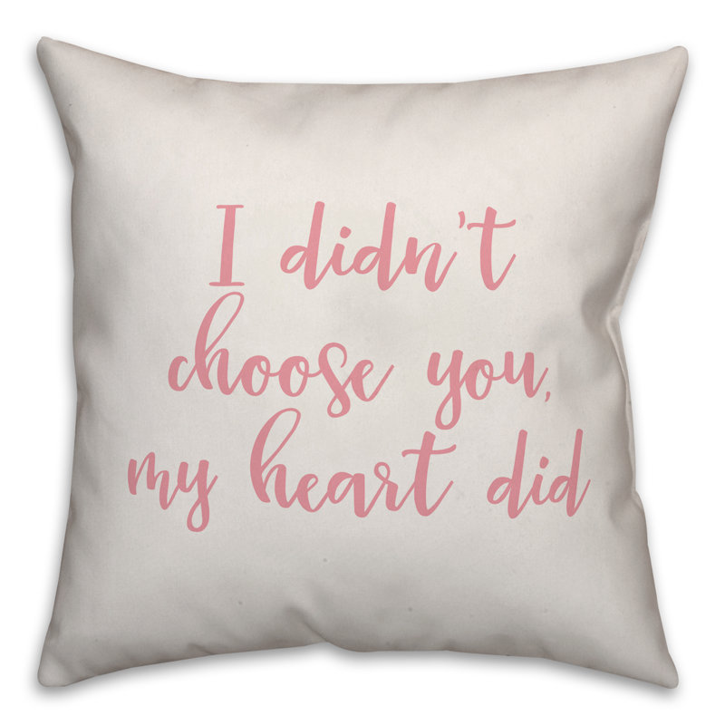  Coussin décoratif «I Did Don't Chose You, My Heart Did», Coussin décoratif, Blanc / rose