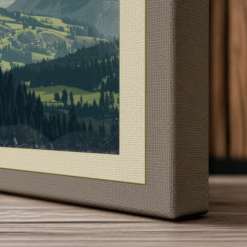 Alpine Wilderness Japandi - Wrapped Canvas, 30x20 - 76.2 x 50.8 cm, Taupe Border
