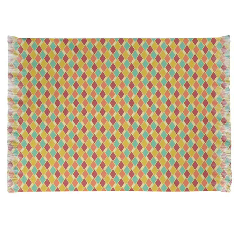 Tapis rouge/vert/jaune rétro diamants Mcguigan, Non
