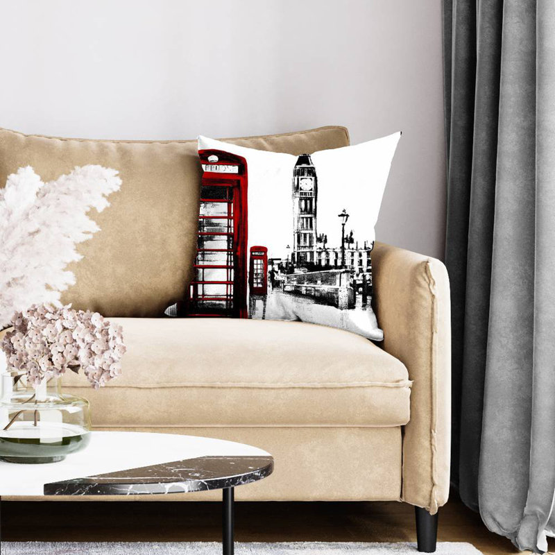 Telephone Box and Big Ben Throw | Black Poly Twill Decor