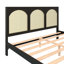 Queen Size Wood Platform Bed With Natural Rattan Headboard And Footboard Decoration, Black And Beige Colour Match-1785753303-1785753301