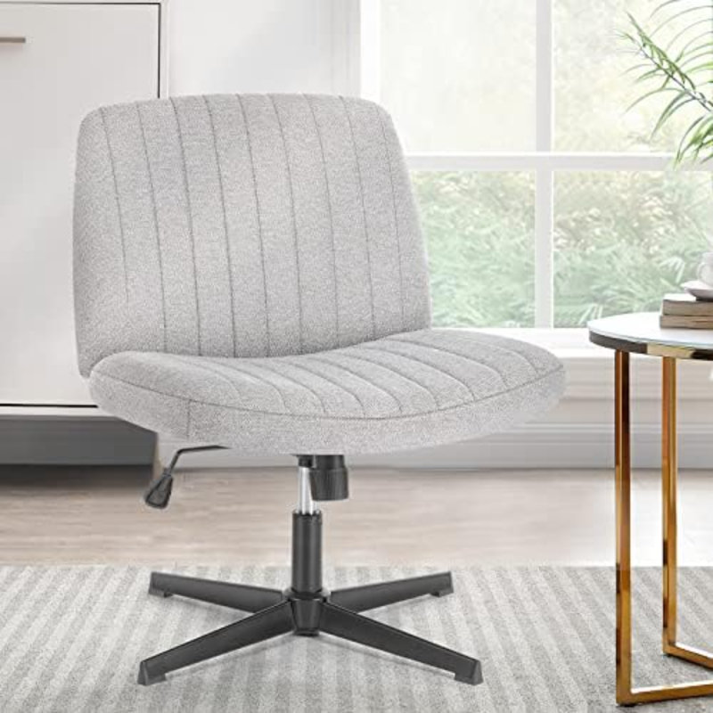 Chaises à pieds croisés sans accoudoirs Criss, Grey Fabric, No