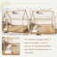 Lit en bois naturel pleine grandeur avec structure de toit, garde-corps de sécurité, lit en bois d'hévéa pour enfants, aucun sommier, lit pour enfant, lit pour enfant