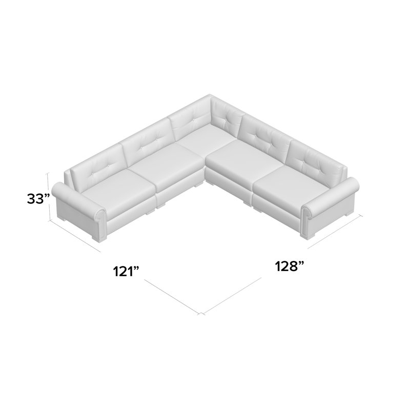 Mosely Upholstered L-Shaped Sectional Symmetrical, Grey Revolution®