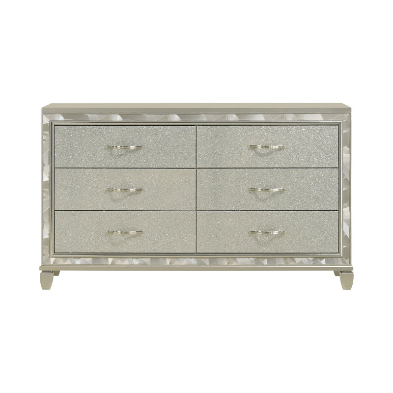 Commode 6 tiroirs Joi, Argent argent