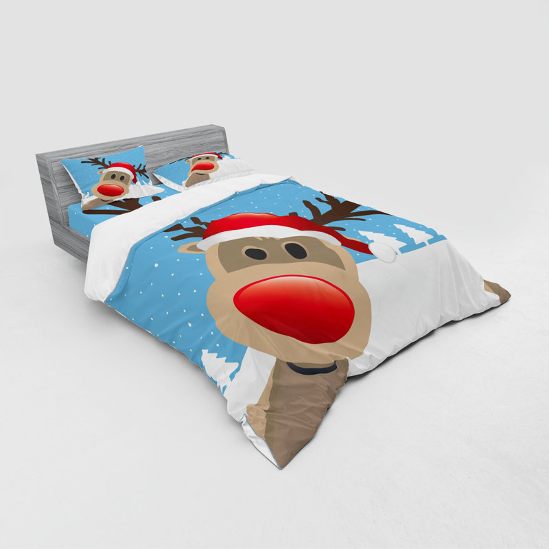 Housse de couette en microfibre pâle / bleu / rouge, Housse de couette grand + 3 pièces supplémentair