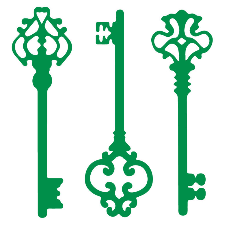 Décalcomanie murale clés squelettes, H 22 po x l 21 po x P 0,01 po, Vert clair