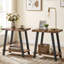 Table d'appoint rustique en bois massif avec plateau à rebords naturels et pieds en métal noir, table de bout rustique industrielle de 23,62 po avec rangement à 2 niveaux, table d'appoint de style campagnard pour le salon-841128710