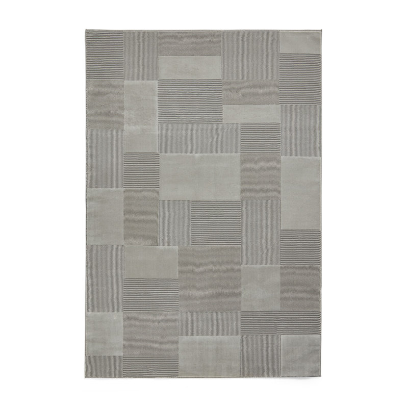 Taylani Rectangle Geometric Washable Area Rug, Grey, Rectangle 120 x 170 cm