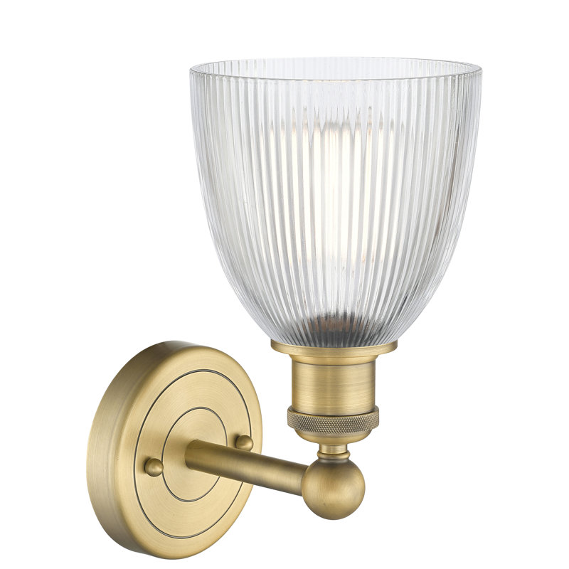 Checotah Armed Sconce, Clear, Brushed Brass