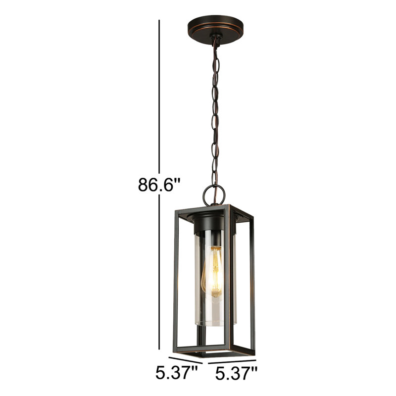 Lanterne suspendue d’extérieur 1 ampoule H 15 po DaMarcus, Noir mat