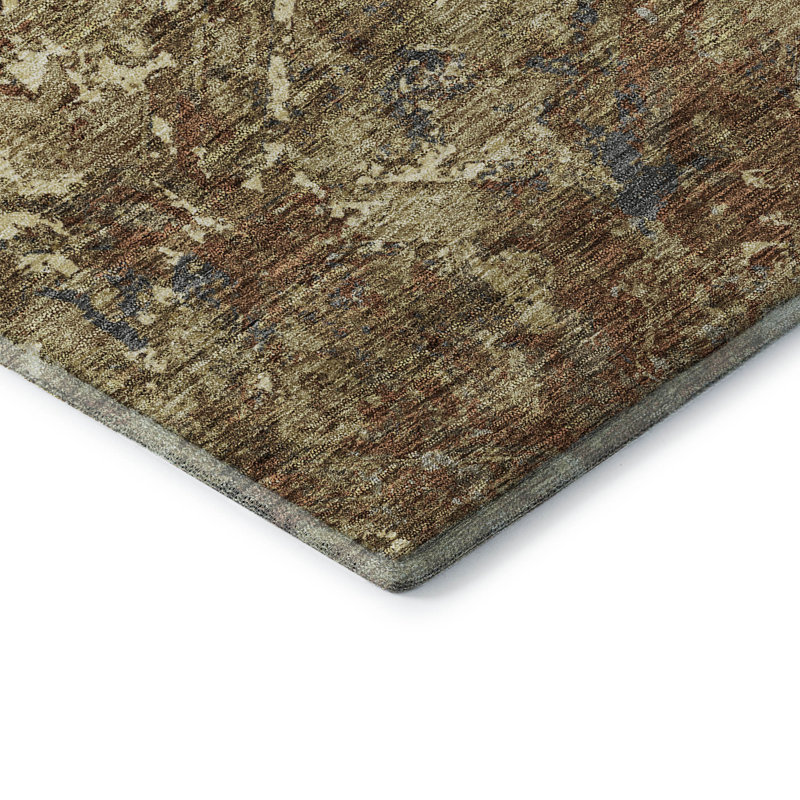 Tapis brun Prisco lavable à la machine de qualité supérieure, Rectangle 1 pi 8 po x 2 pi 6 po