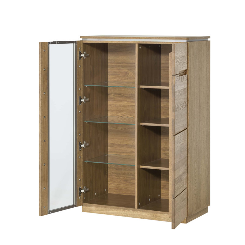 Montenegro Solid + Manufactured Oak Wood 2-Door Display Cabinet