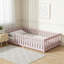 Twin Size Rubber Wood Floor Bed With Safety Guardrails, No Door-440840654