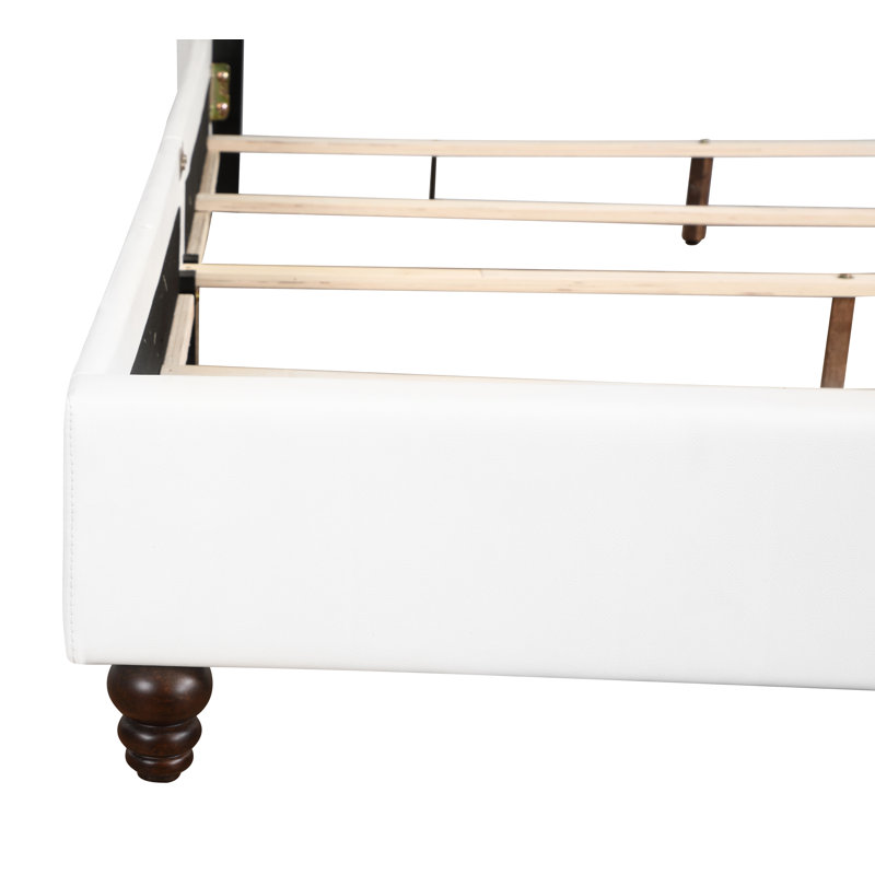 Knighton Tufted Upholstered Low Profile Storage Standard Bed, Queen, White