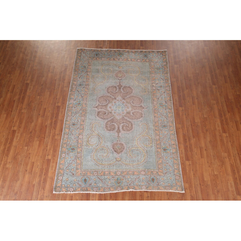 Tapis traditionnel délavé vert 6 x 10