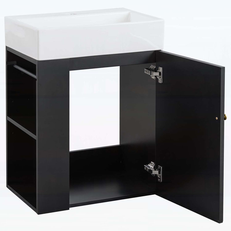 Meuble-lavabo 20 po avec lavabo en céramique, Noir
