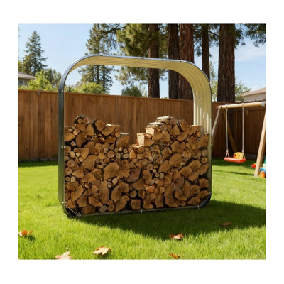 Support de rangement pour bois de chauffage en acier galvanisé avec pieds en caoutchouc gris foncé