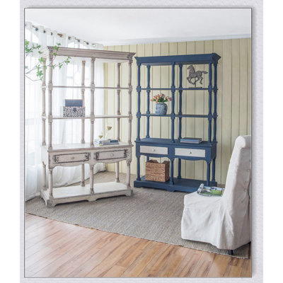 Bibliothèque de 51 po x 19,5 x 81,5 en bois de style champêtre, présentoir élégant et solution de rangement Adela