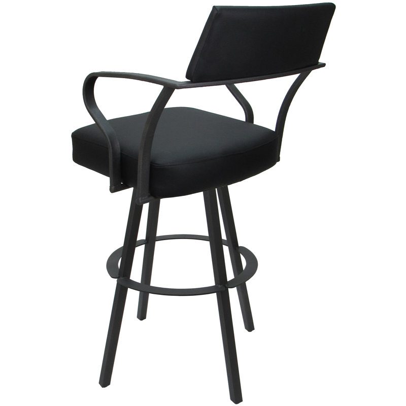 Tabouret de bar pivotant en métal 30 po Vickky, Noir, Gris