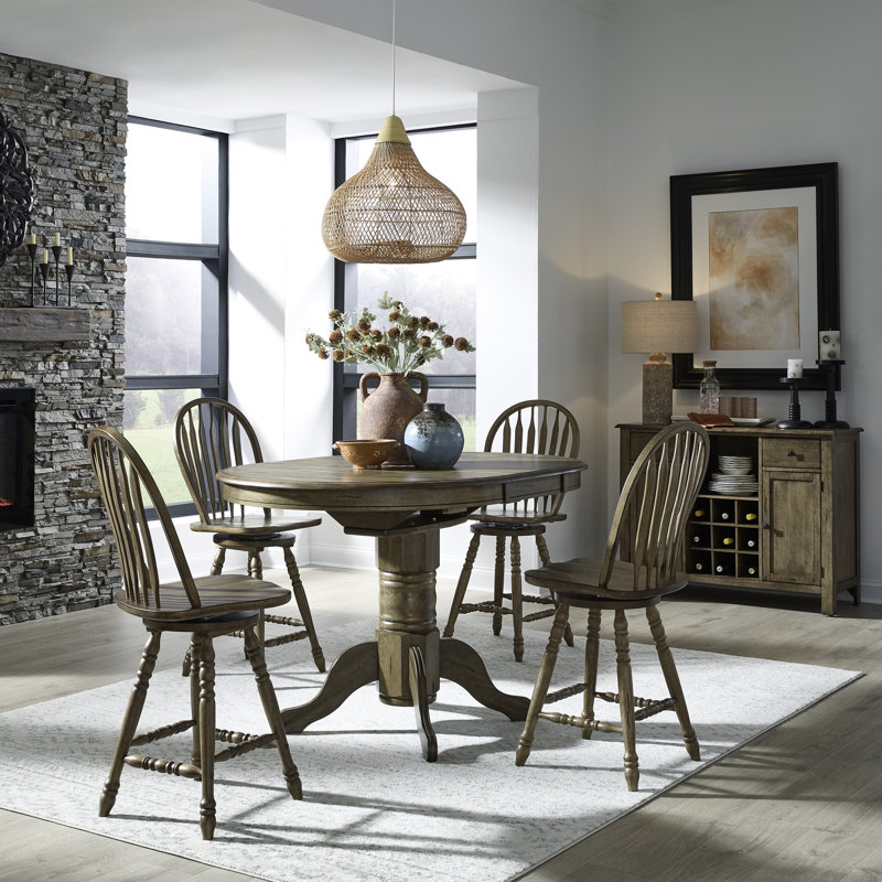 Judique 5 Piece Gathering Table Dining Set, Brown, Brown