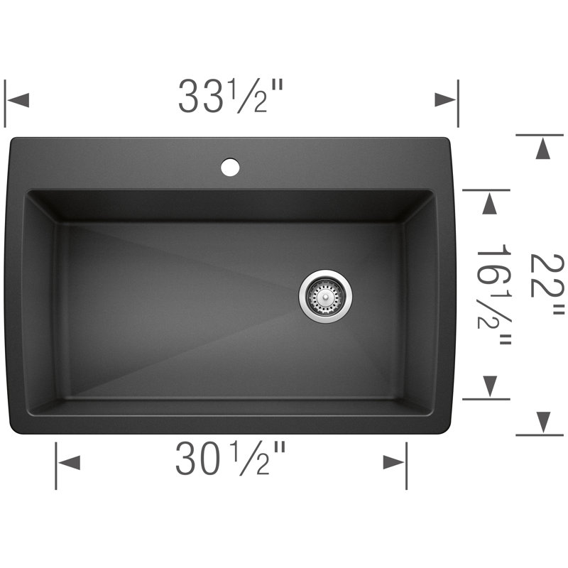 Évier de cuisine 33,5 po Diamond Anthracite, Anthracite