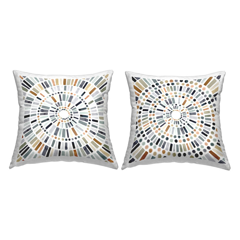 Coussin décoratif circulaire imprimé à motif géométrique abstrait 2 pièces